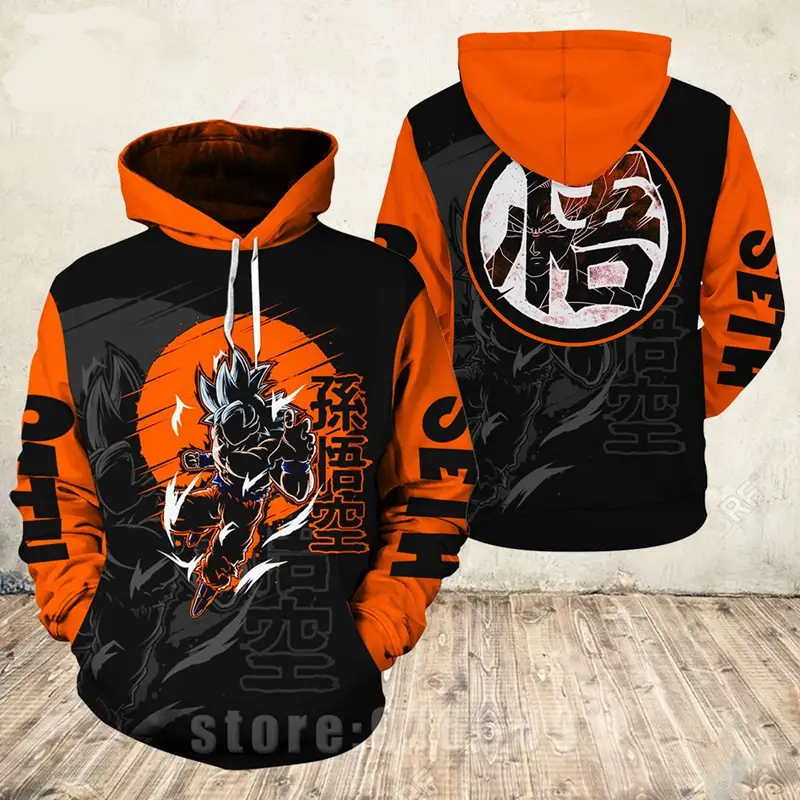 Men Dragon Ball Goku 3D Printed Hoodie Black - Image 6