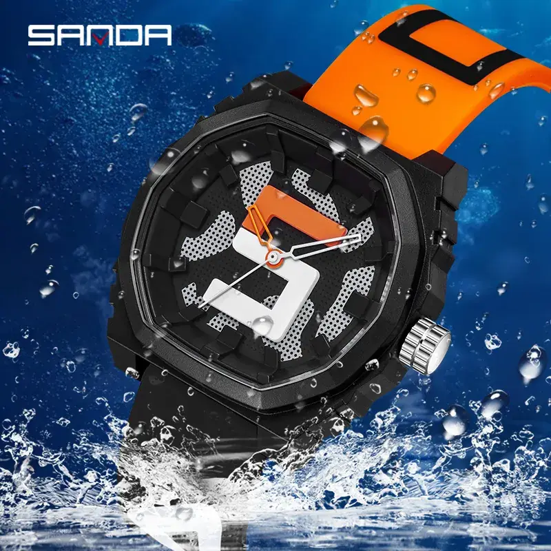 Sanda Waterproof Silicone Strap Electronic Watch for Men - Image 9