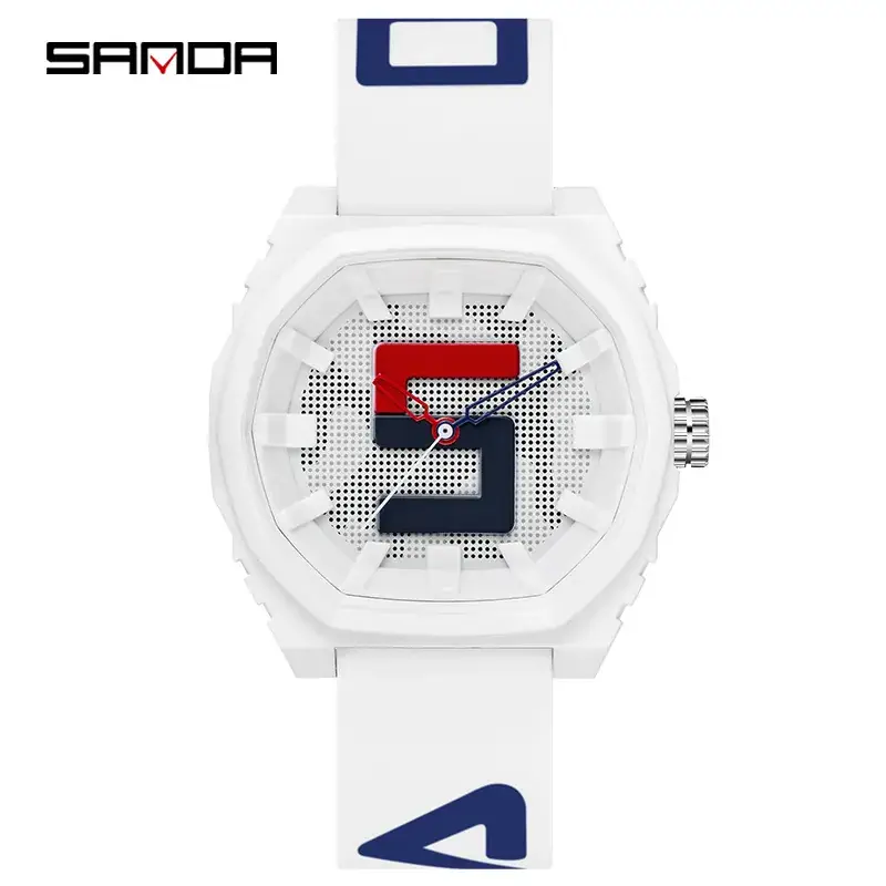 Sanda Waterproof Silicone Strap Electronic Watch for Men - Image 3