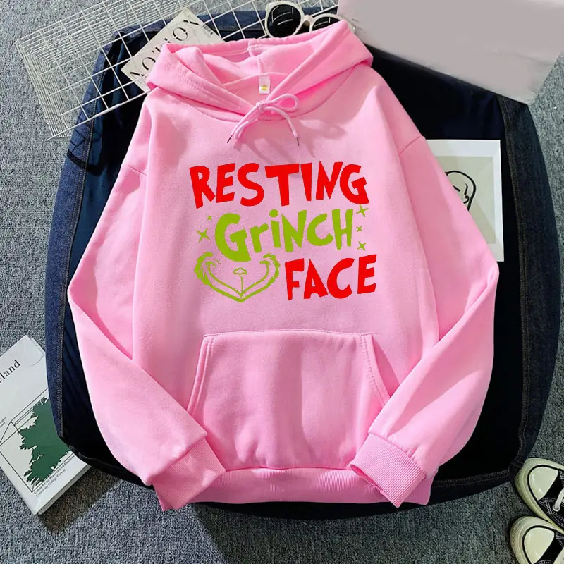 2012 Grinch Face Printed Hoodie Beige - Image 2