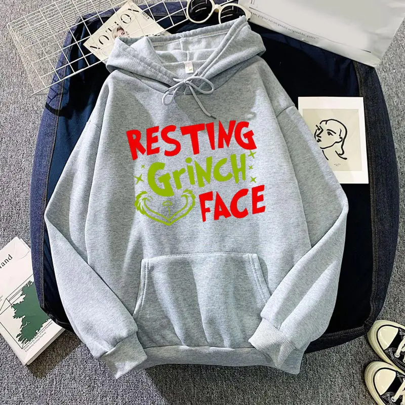 2012 Grinch Face Printed Hoodie Beige - Image 6