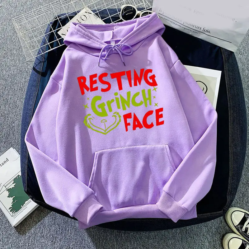 2012 Grinch Face Printed Hoodie Beige - Image 5