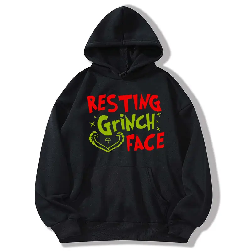 2012 Grinch Face Printed Hoodie Beige - Image 7