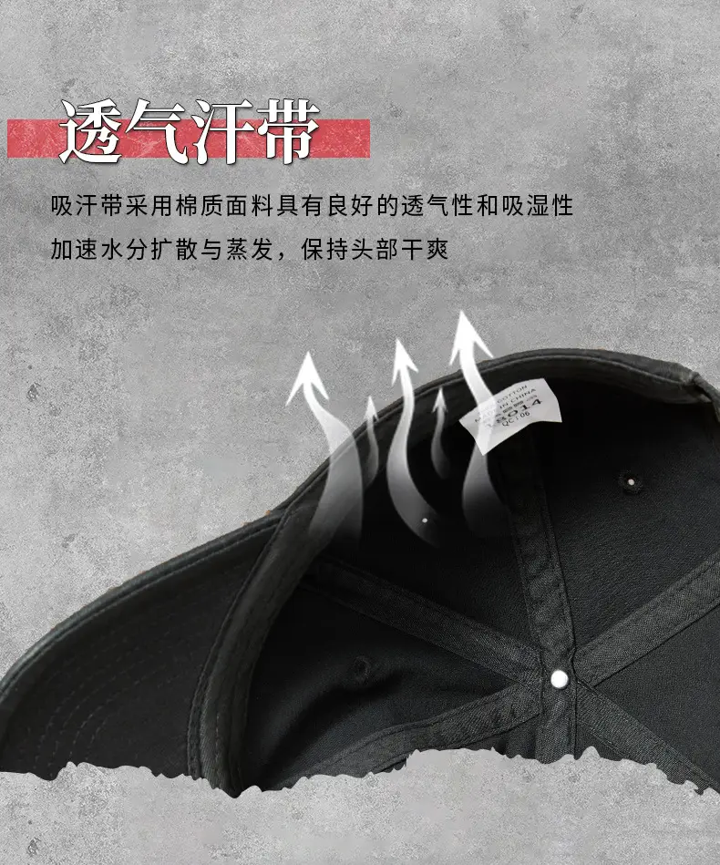 Blue Washed Men's Baseball Cap Large Head Windproof Sunshade — feature 14