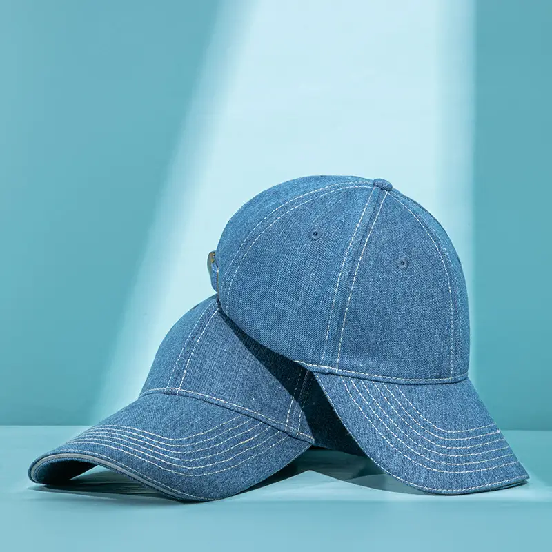 Men Women Blue Washed Baseball Cap