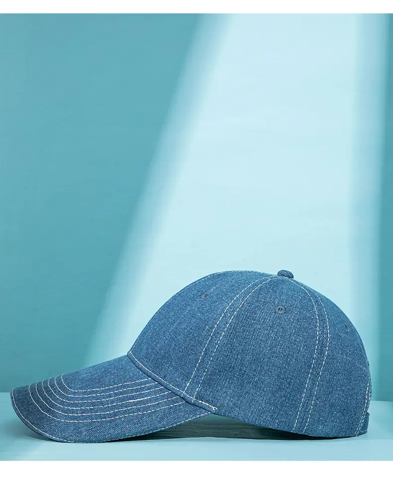 Men Women Blue Washed Baseball Cap — feature 10