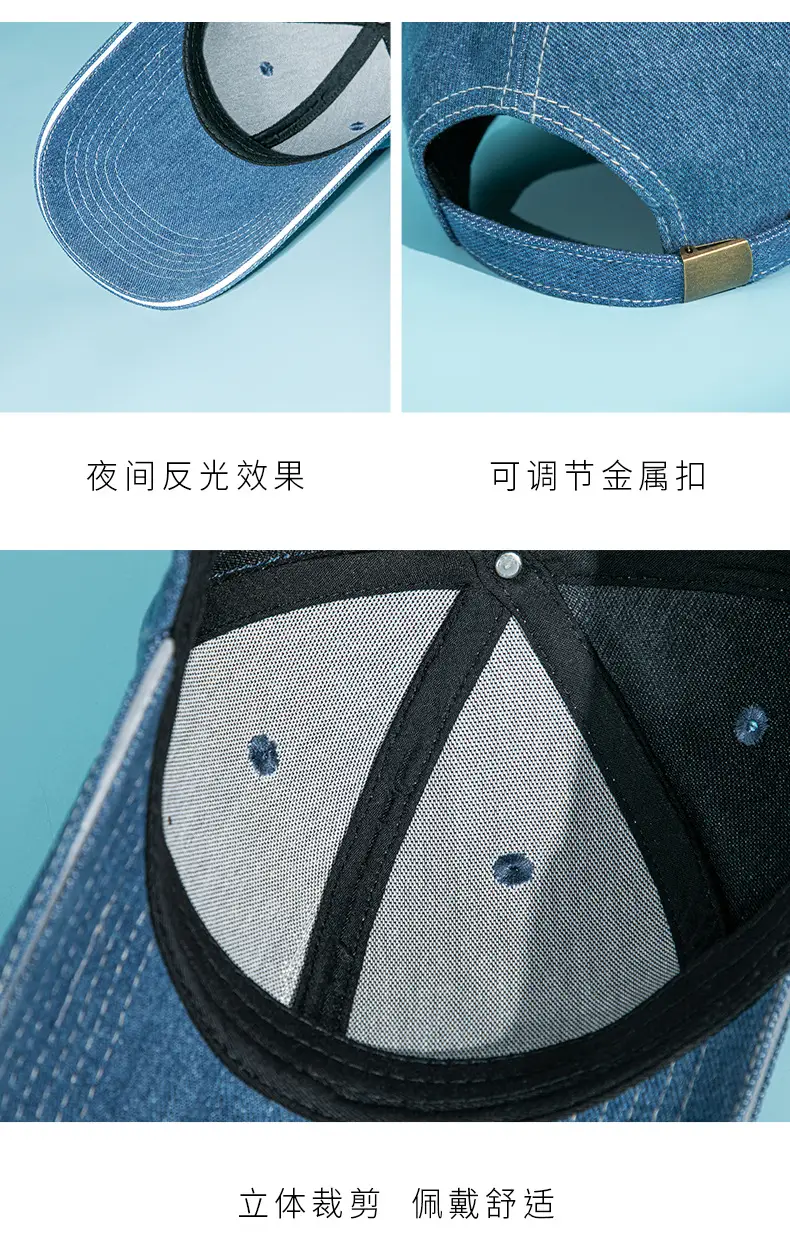 Men Women Blue Washed Baseball Cap — feature 17