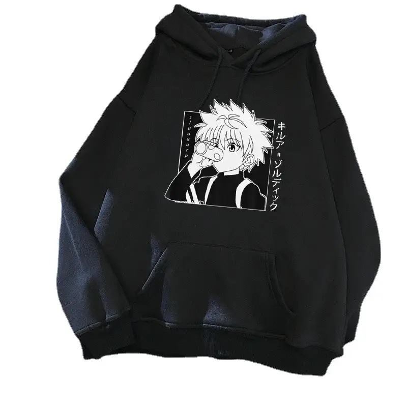 Black Anime Character Hooded Sweatshirt Women's - Image 24