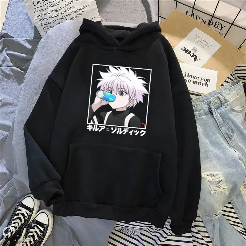 Black Anime Character Hooded Sweatshirt Women's - Image 10