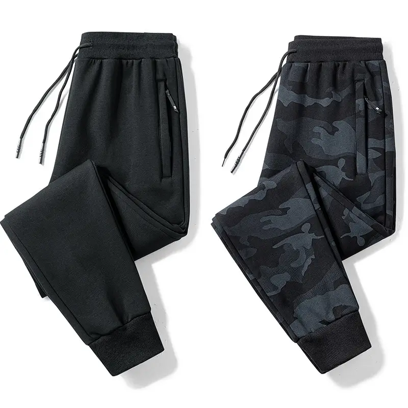 Men Grey Camo Cotton Casual Pants with Drawstring Waist - Image 6