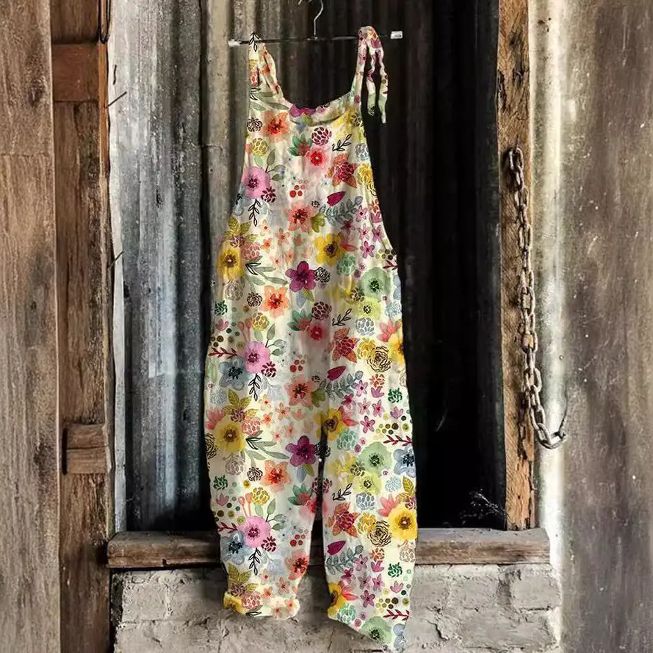 Women's Butterfly Printed Wide Leg Jumpsuit Set - Image 38