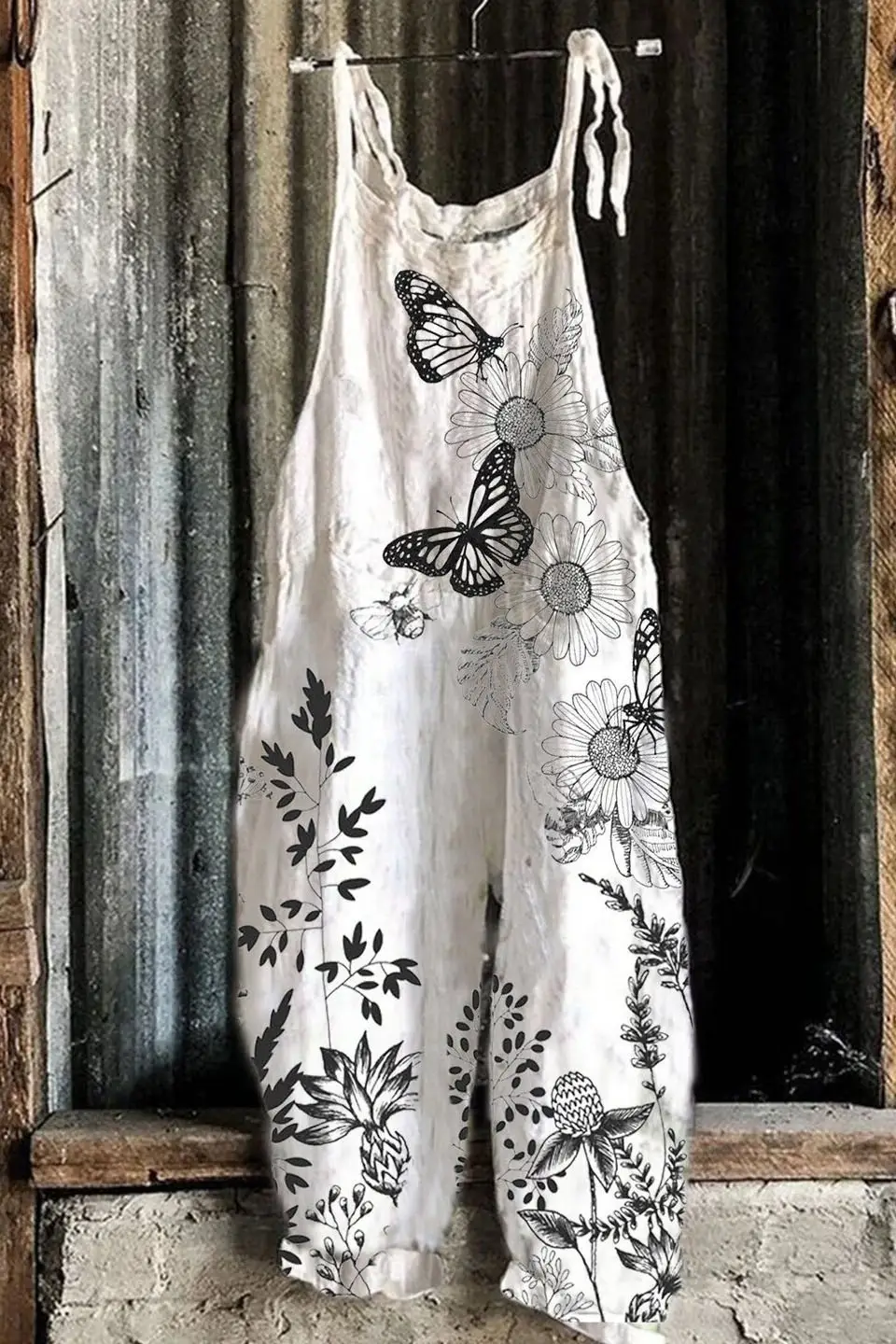Women's Butterfly Printed Wide Leg Jumpsuit Set - Image 18