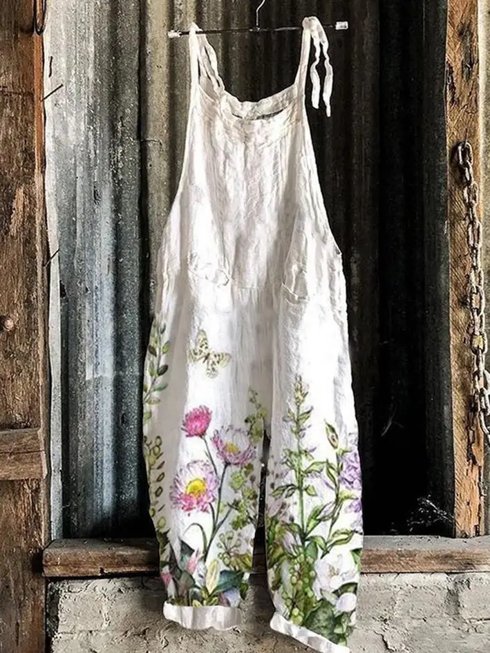 Women's Butterfly Printed Wide Leg Jumpsuit Set - Image 3