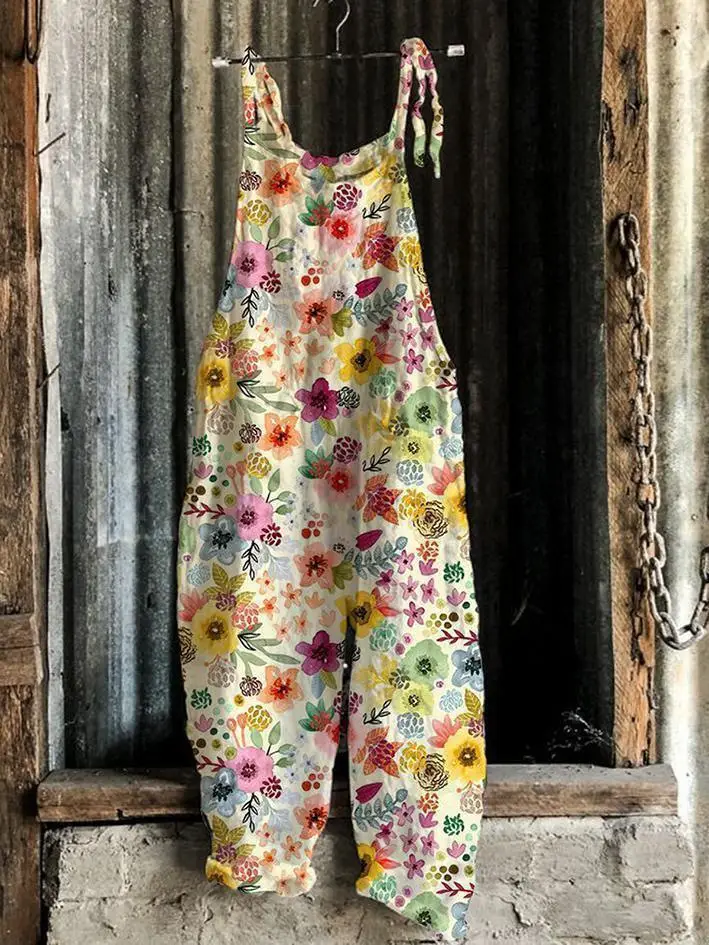 Women's Butterfly Printed Wide Leg Jumpsuit Set - Image 4