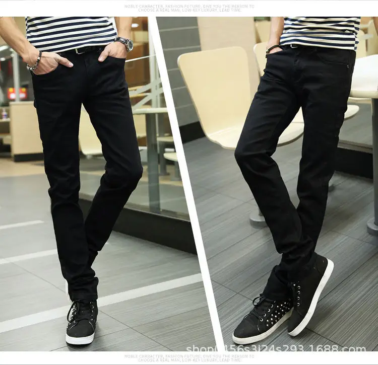 Men Korean Style Stretch Slim Fit Jeans Blue - Image 6