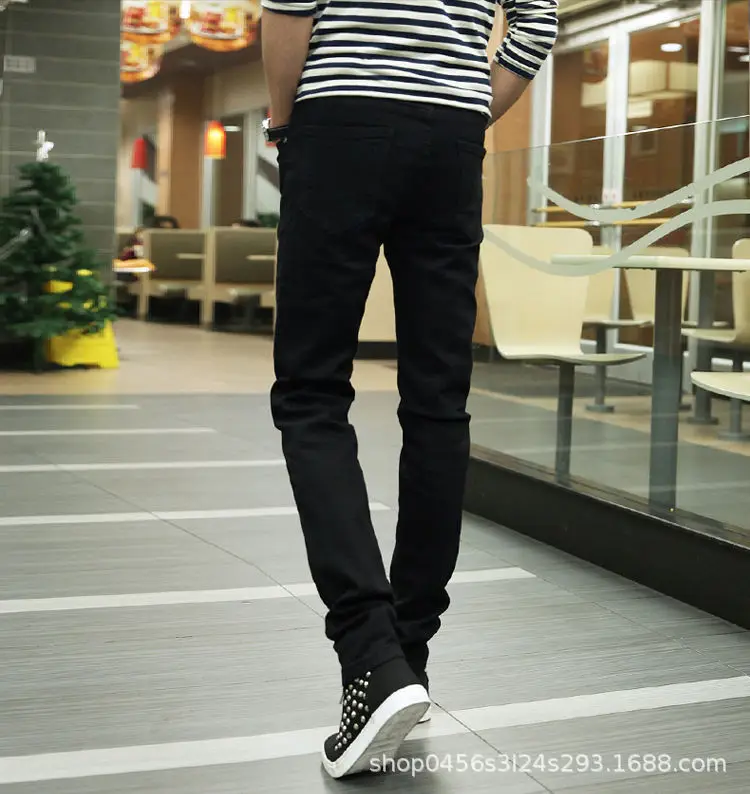 Men Korean Style Stretch Slim Fit Jeans Blue - Image 9