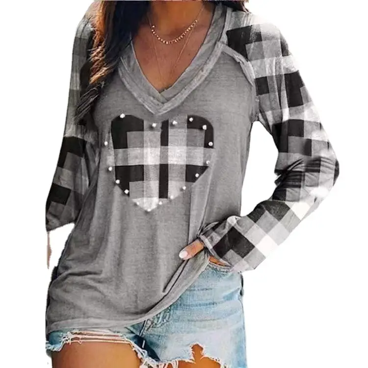 2025 Women Leopard Heart V Neck Long Sleeve Top - Image 7