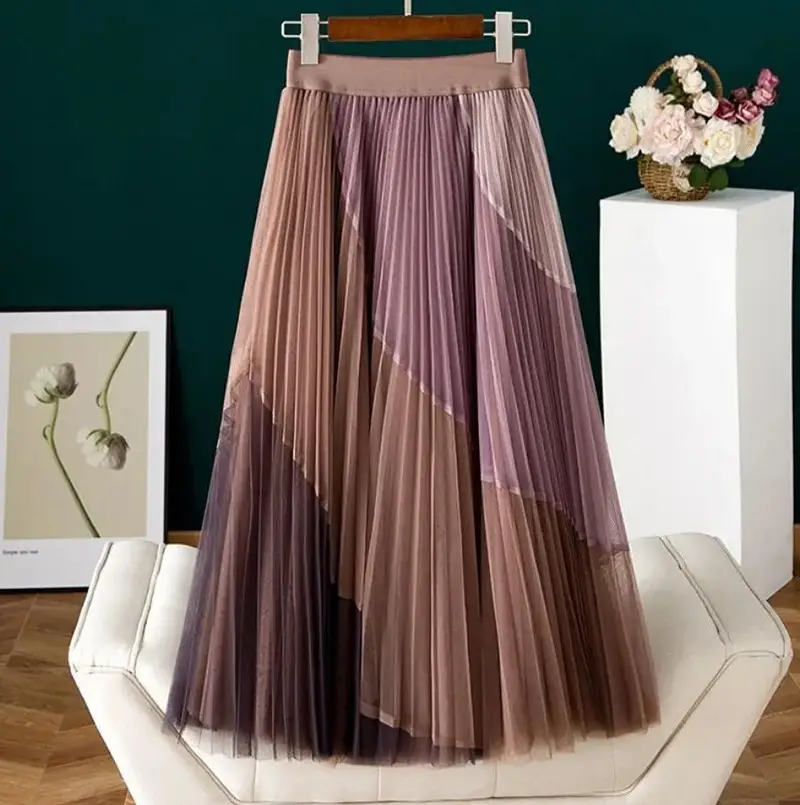 New Autumn Velvet Pleated Skirt High Waist Slim Fit - Image 3