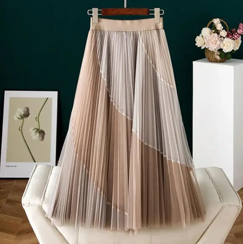 New Autumn Velvet Pleated Skirt High Waist Slim Fit - Image 4