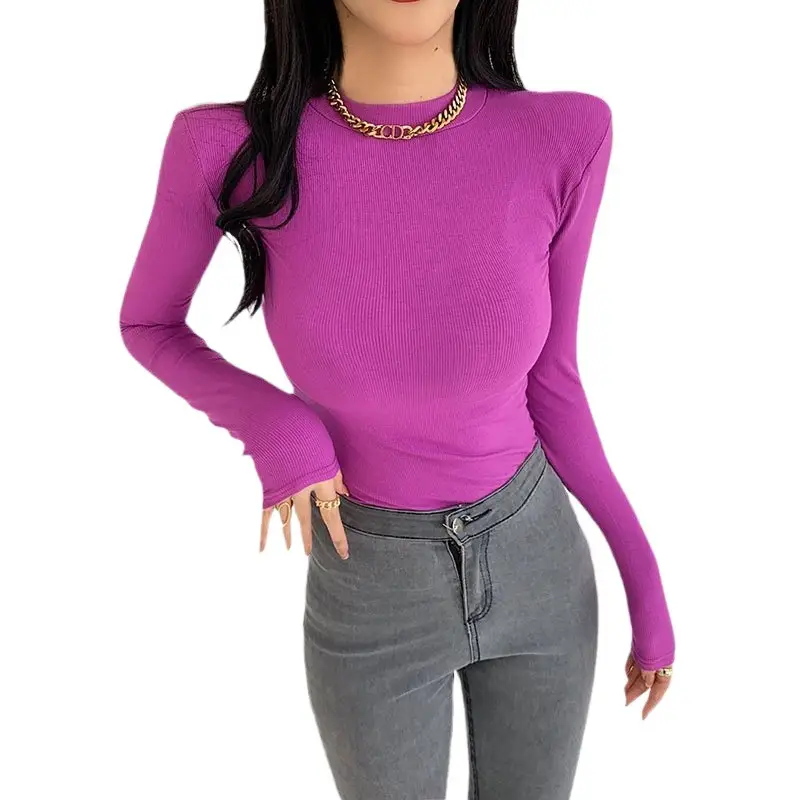 Women's Purple Long Sleeve Korean Style Top - Image 8