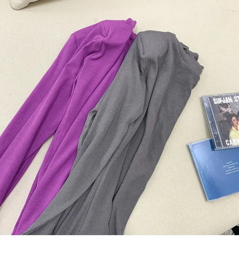 Women's Purple Long Sleeve Korean Style Top — feature 13