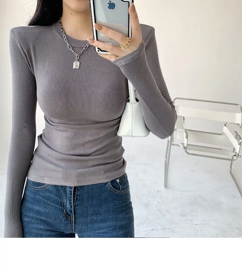 Women's Purple Long Sleeve Korean Style Top — feature 23