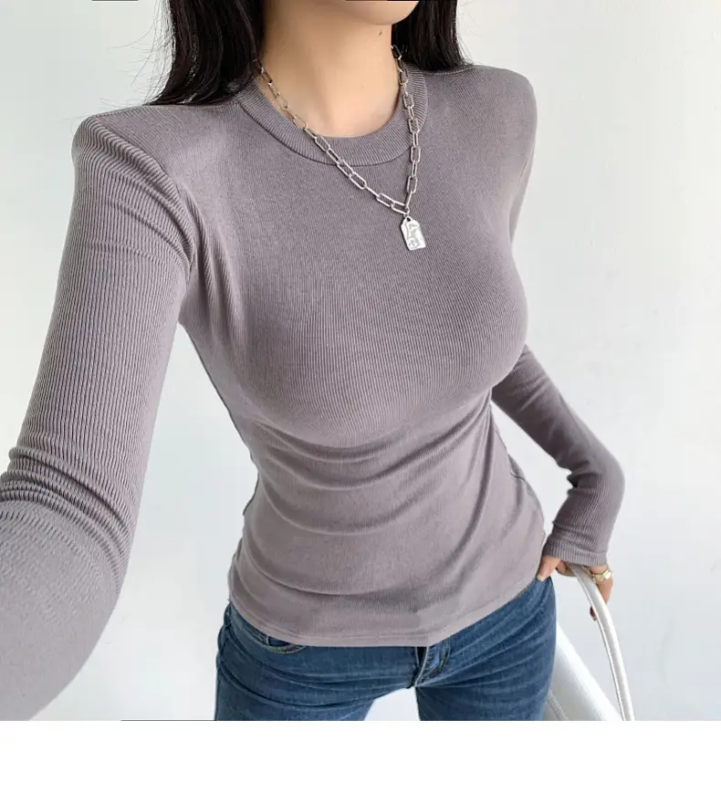 Women's Purple Long Sleeve Korean Style Top — feature 24