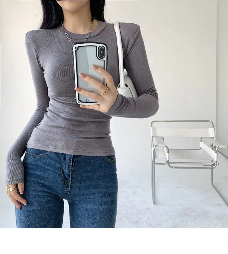 Women's Purple Long Sleeve Korean Style Top — feature 25