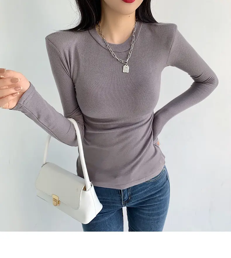 Women's Purple Long Sleeve Korean Style Top — feature 27