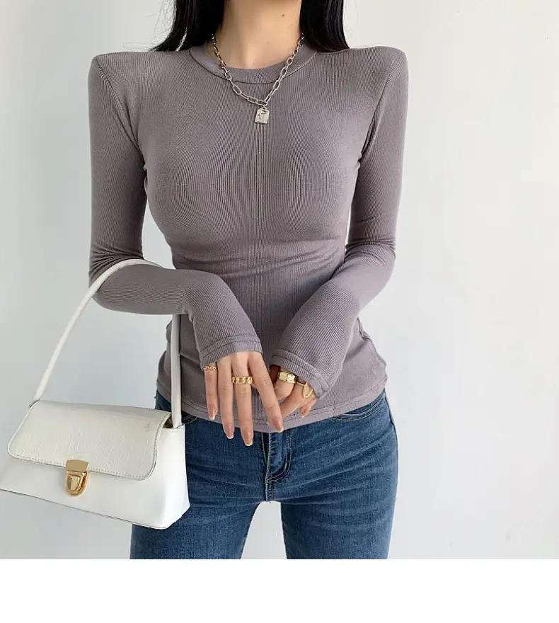 Women's Purple Long Sleeve Korean Style Top — feature 29