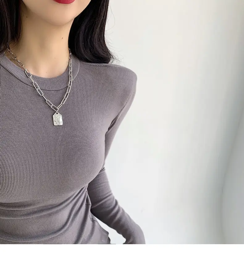 Women's Purple Long Sleeve Korean Style Top — feature 31
