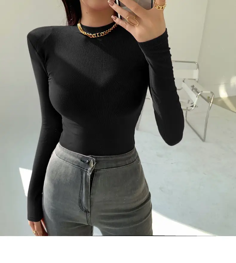 Women's Purple Long Sleeve Korean Style Top — feature 32
