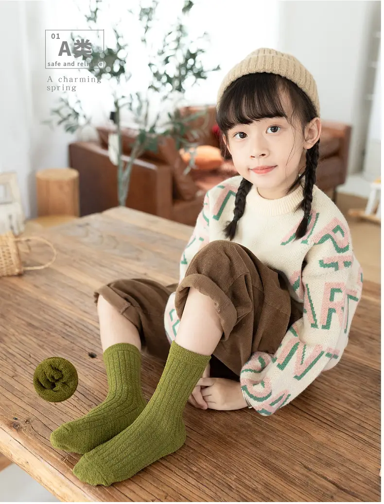 Children's Velvet Socks 1-15Yr Warm Autumn Winter Half — feature 1