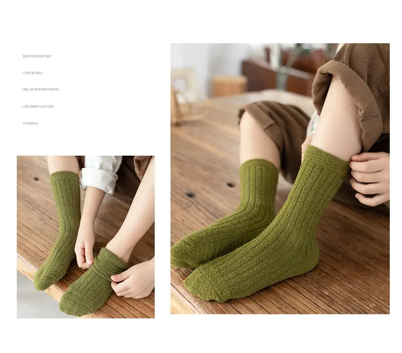 Children's Velvet Socks 1-15Yr Warm Autumn Winter Half — feature 12