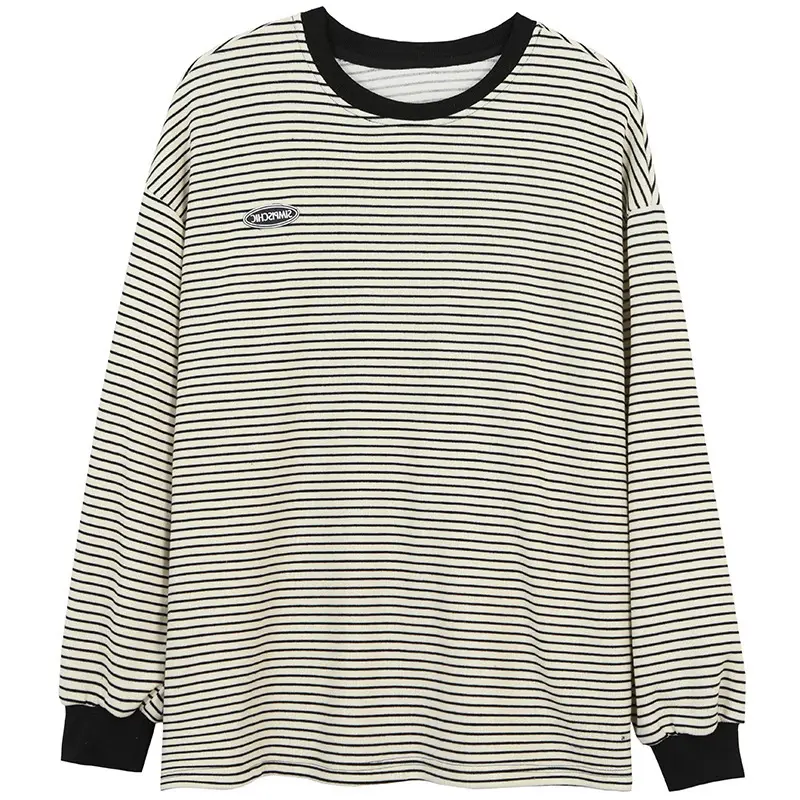 Women Striped Long Sleeve Sweatshirt 2025 Autumn Korean Style - Image 7