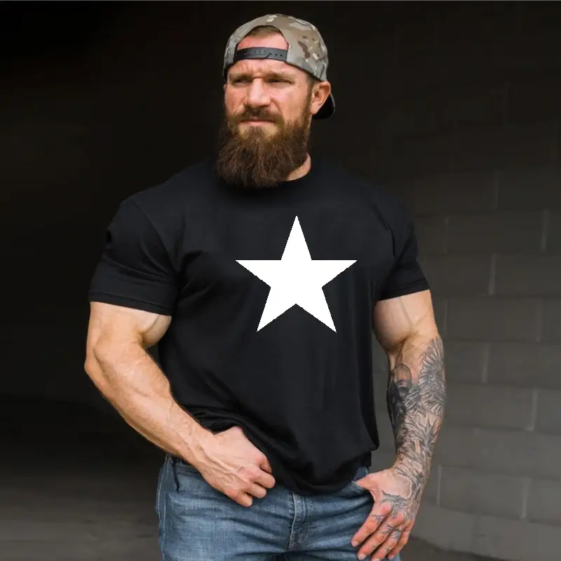 Men Star Printed Short Sleeve T-Shirt Grey 2025 - Image 2