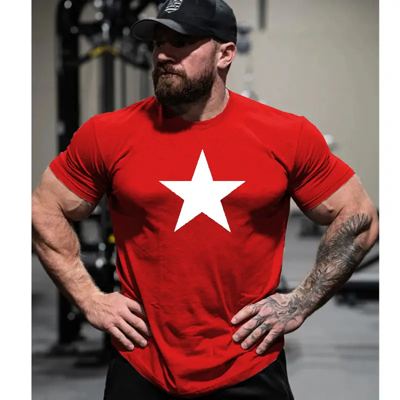 Men Star Printed Short Sleeve T-Shirt Grey 2025 - Image 3
