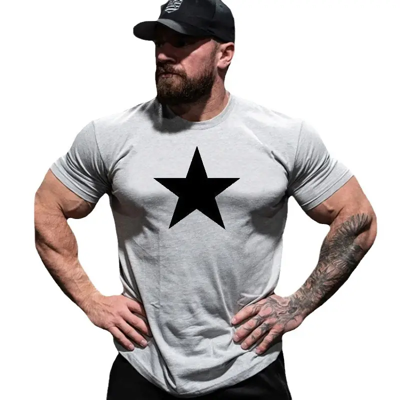 Men Star Printed Short Sleeve T-Shirt Grey 2025 - Image 8