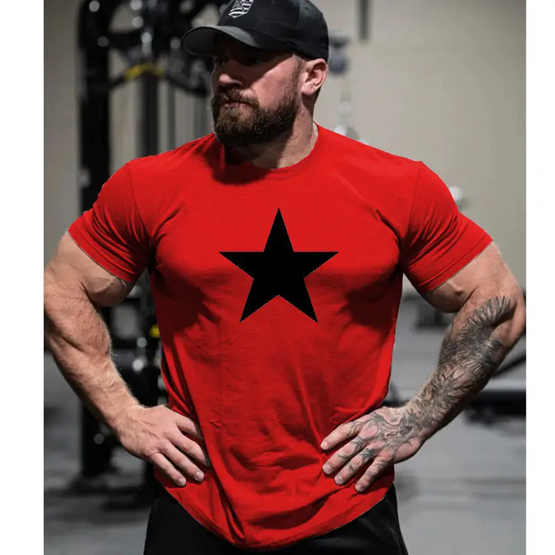 Men Star Printed Short Sleeve T-Shirt Grey 2025 - Image 4