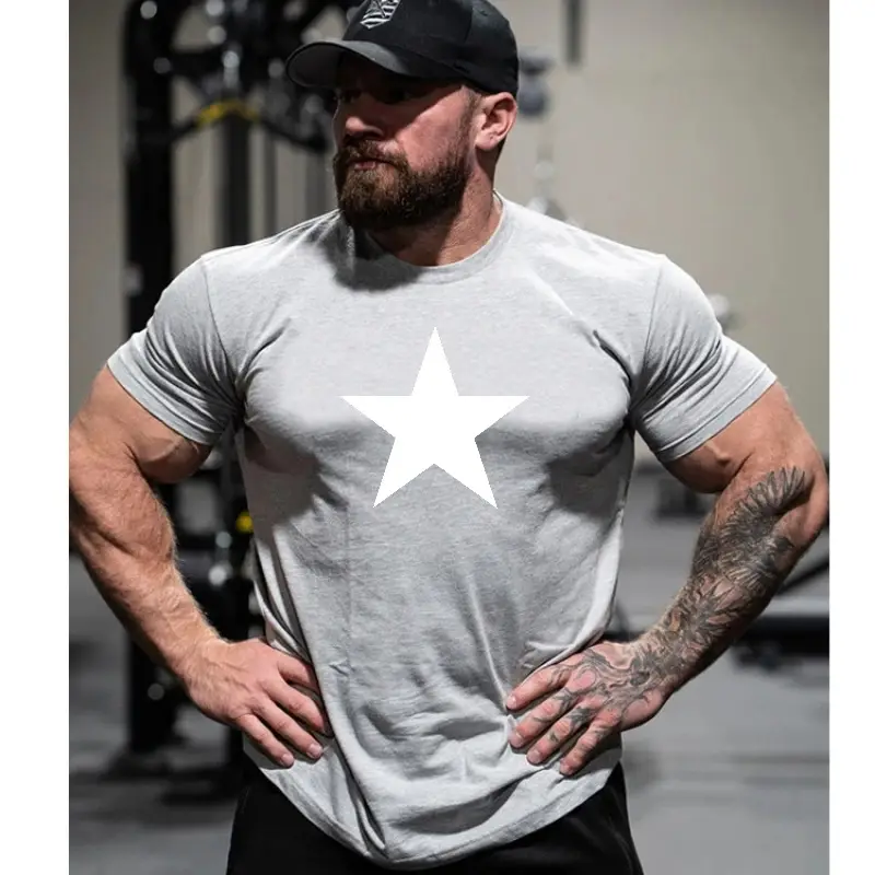 Men Star Printed Short Sleeve T-Shirt Grey 2025 - Image 5