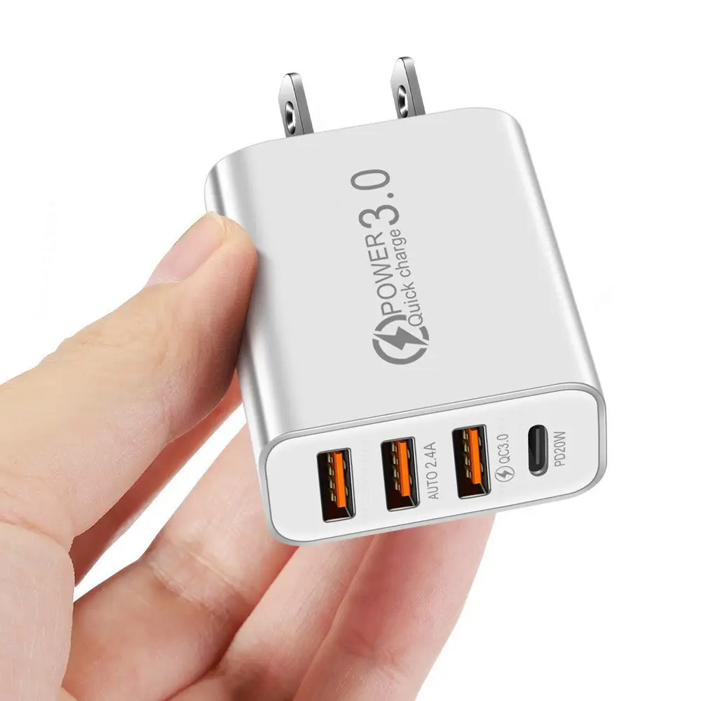2A 3USB PD Type-C Travel Charger Black White - Image 4