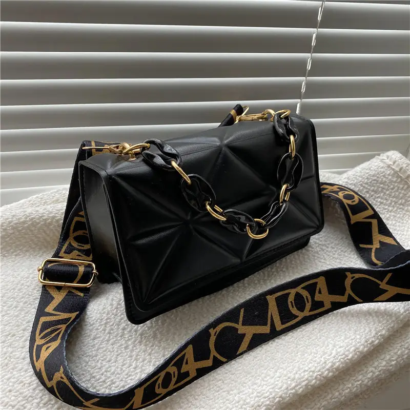 Pink Quilted Chain Shoulder Bag with Gold Strap - Image 2