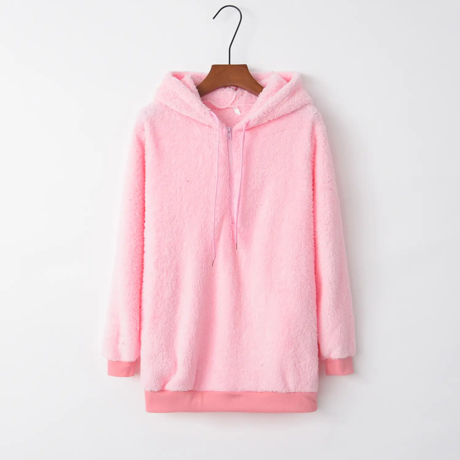 Women's Maroon Hooded Sweatshirt Long Sleeve Solid Color — feature 13