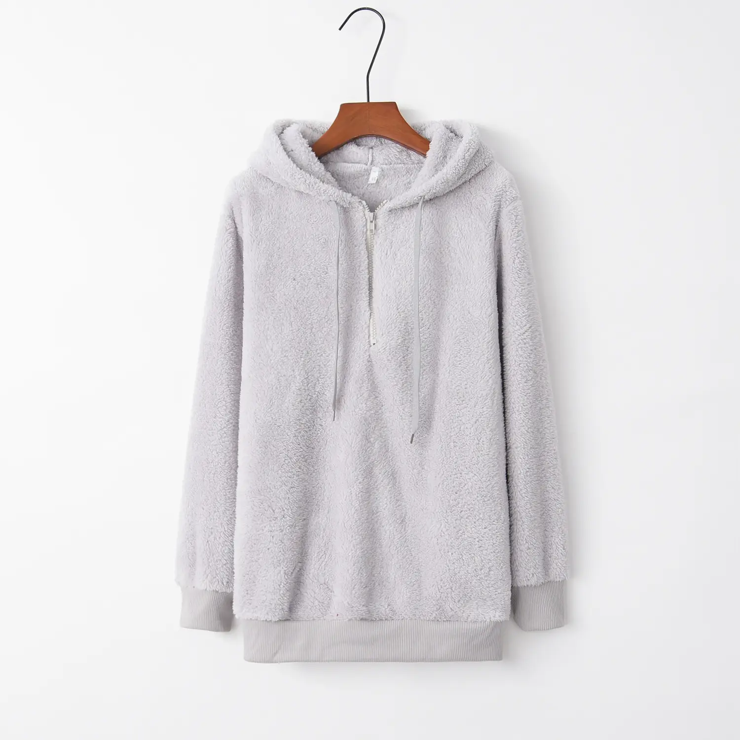 Women's Maroon Hooded Sweatshirt Long Sleeve Solid Color — feature 15