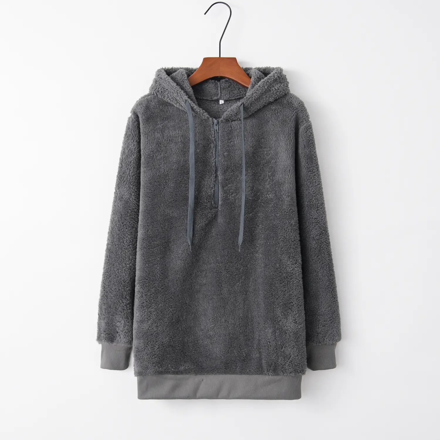 Women's Maroon Hooded Sweatshirt Long Sleeve Solid Color — feature 16