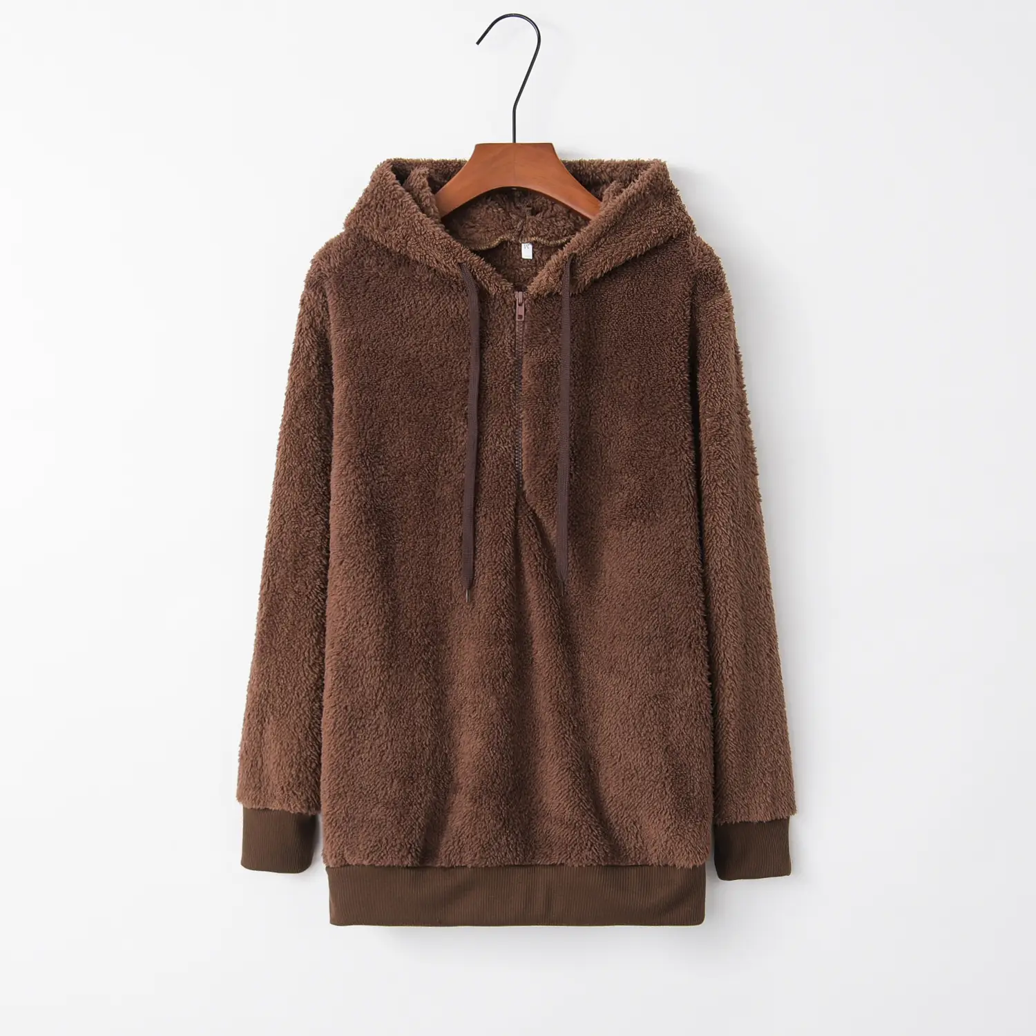 Women's Maroon Hooded Sweatshirt Long Sleeve Solid Color — feature 18