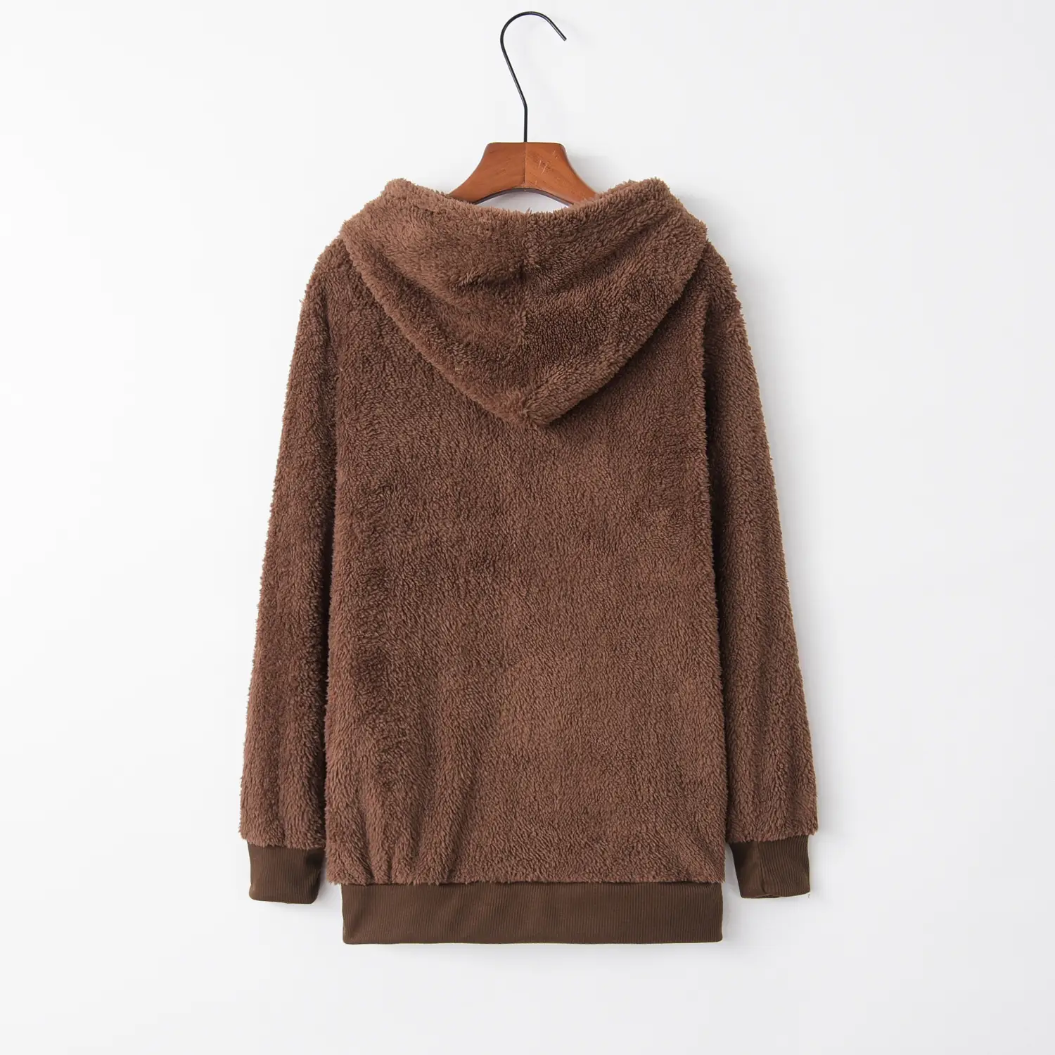 Women's Maroon Hooded Sweatshirt Long Sleeve Solid Color — feature 19