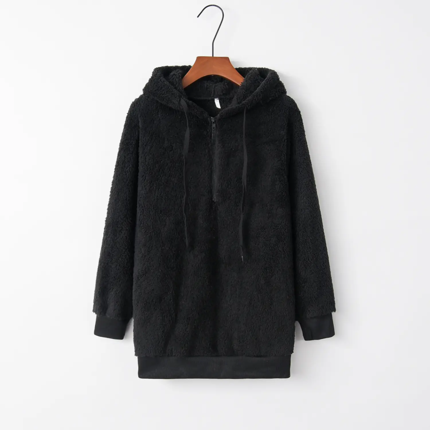 Women's Maroon Hooded Sweatshirt Long Sleeve Solid Color - Image 6