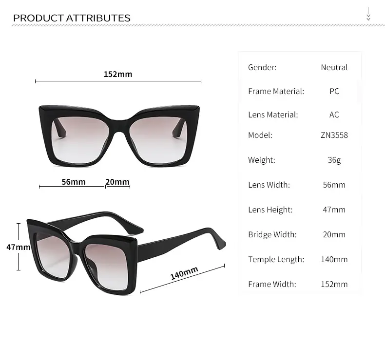 2022 New Cat Eye Sunglasses Large Frame European American — feature 3
