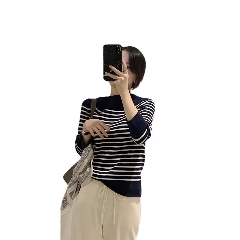 Women Striped Knitted Sweater Top Pullover Winter Wear - Image 6